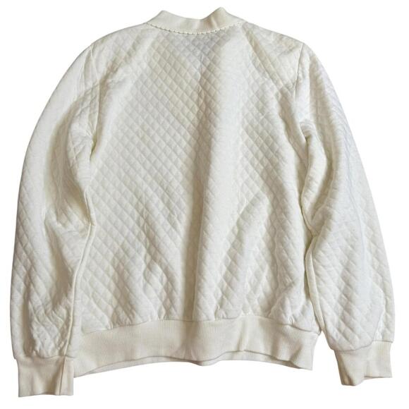 Alfred Dunner White Quilted Pullover Embroidered Sweater Medium - Picture 3 of 6